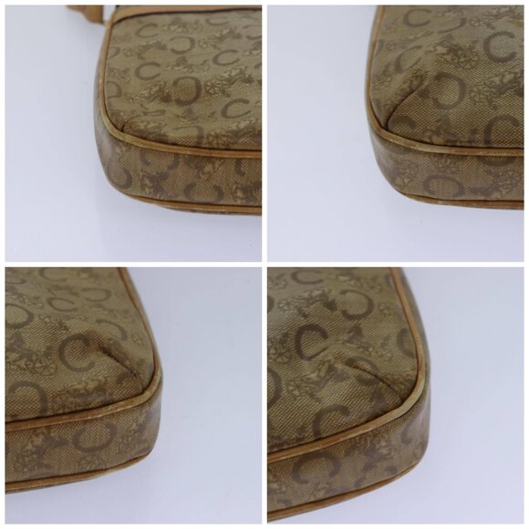 CELINE C Macadam Canvas Shoulder Bag Leather Beige - Picture 16 of 16